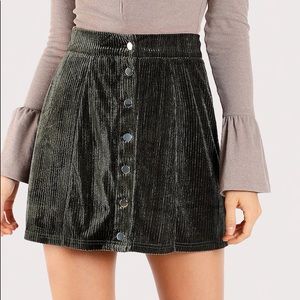 olive green velvet skirt